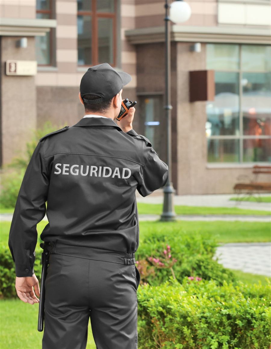 Guardia de seguridad en labores de vigilancia en un complejo institucional